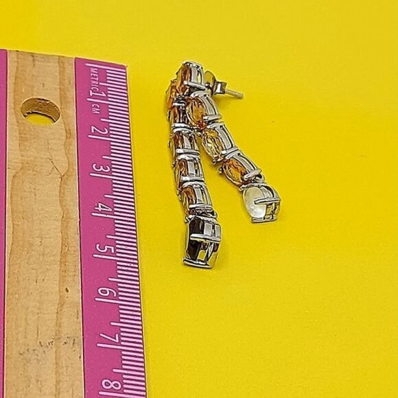 Natural Smoky Quartz 10x7mm, Citrine & Moonstone 925 Sterling Silver Earrings‎ - Picture 4 of 6